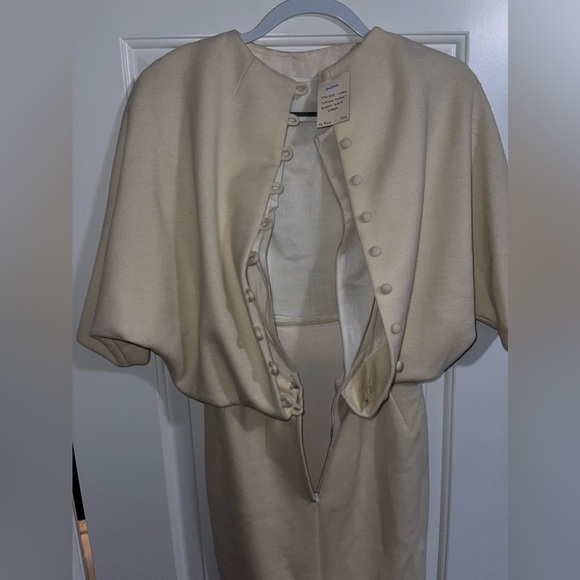 Vintage 60s union made ivory button back dress XS/S - Picture 9 of 16